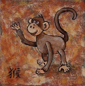 中国の申年のおどけたユーモアのペット Oil Paintings